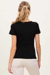 Black Short Sleeve Scoop Neck Maternity Knit T-Shirt