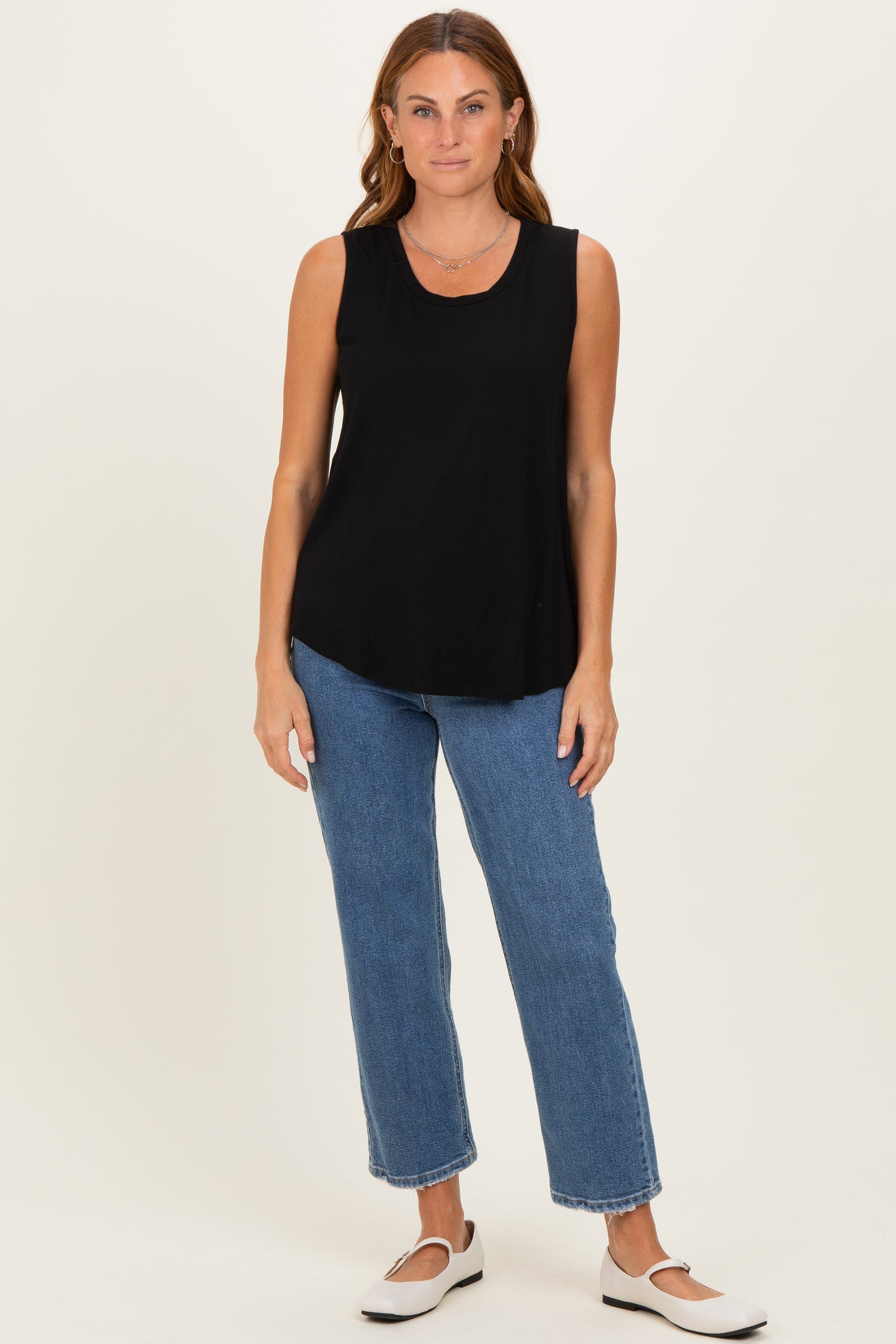 Black Double Layer Nursing Tank Top