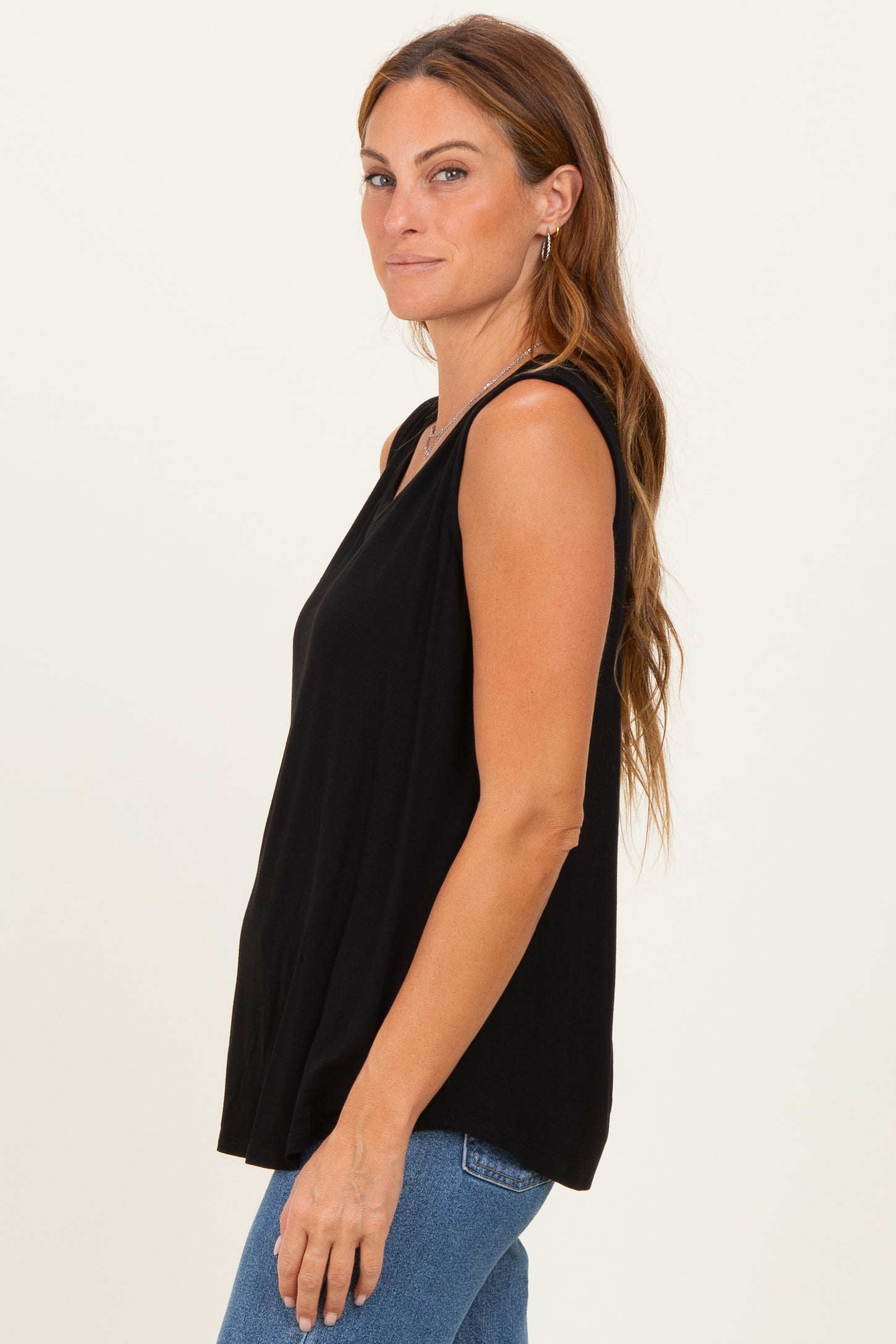 Black Double Layer Nursing Tank Top