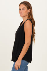 Black Double Layer Nursing Tank Top