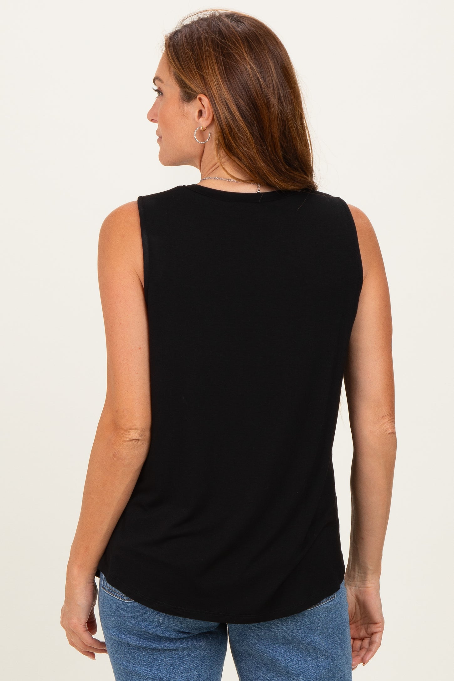 Black Double Layer Nursing Tank Top