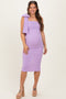 Lavender One Shoulder Bow Maternity Midi Dress