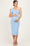 Light Blue One Shoulder Bow Maternity Midi Dress