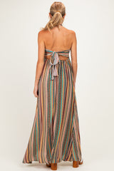 Multicolor Printed V-Neck Halter Maternity Maxi Dress
