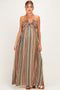 Multicolor Printed V-Neck Halter Maternity Maxi Dress