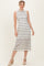 Ivory Striped Mesh Sleeveless Midi Dress