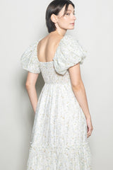 Daisy Floral Puff Sleeve Midi Dress