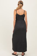Charcoal Striped Sleeveless Maternity Maxi Dress
