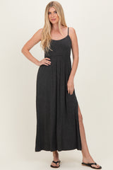 Charcoal Striped Sleeveless Maternity Maxi Dress