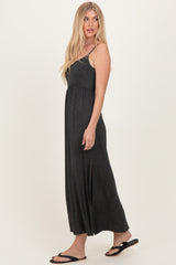 Charcoal Striped Sleeveless Maxi Dress