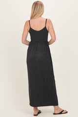 Charcoal Striped Sleeveless Maxi Dress