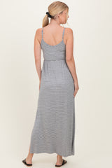 Heather Grey Striped Sleeveless Maxi Dress