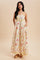 Yellow Daffodil Creme Floral Scalloped Contrast Maxi Dress