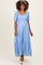 Blue Pleated Polka Dot Maternity Maxi Dress