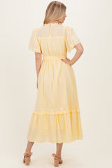 Yellow Swiss Dot Flutter Sleeve Maxi Dress