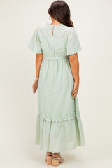 Sage Swiss Dot Flutter Sleeve Maternity Maxi Dress