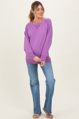 Light Plum Vintage Wash French Terry Maternity Pullover