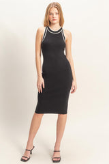 Black Ribbed Sleeveless Dress