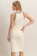 Ivory Ribbed Sleeveless Dress