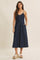 Navy Button-Down Denim Midi Dress