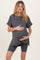 Ash Grey Hi-Low Short Sleeve Tee Biker Short Maternity Set