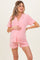 Pink Short Sleeve Button Down Shirt Shorts Maternity Set