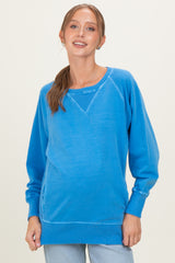 Classic Blue Vintage Wash French Terry Maternity Pullover