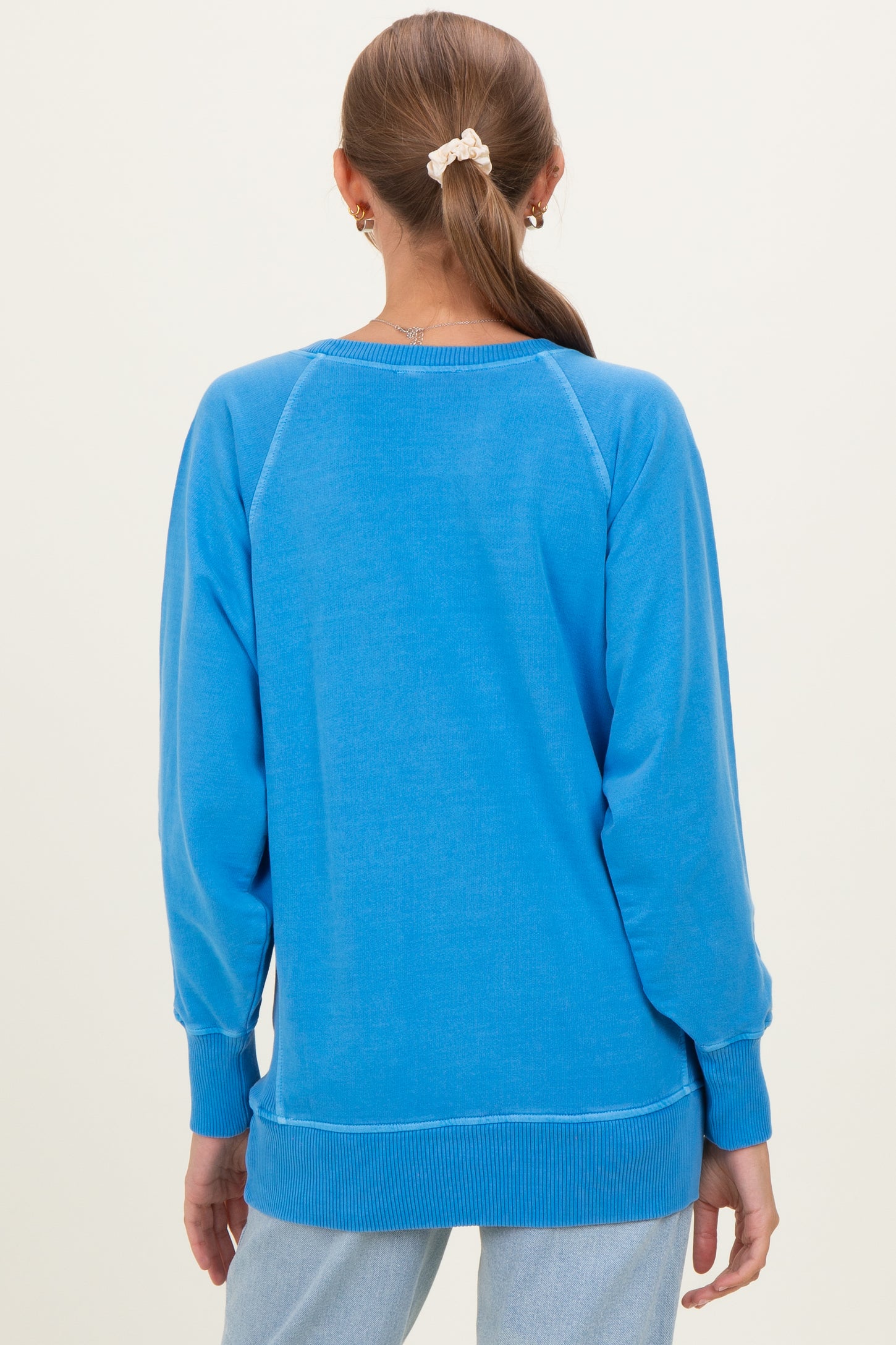 Classic Blue Vintage Wash French Terry Maternity Pullover