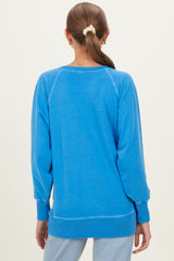 Classic Blue Vintage Wash French Terry Maternity Pullover