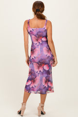 Lavender Mesh Floral Sleeveless Midi Dress