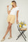 Yellow Striped Drawstring Maternity Shorts