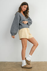 Yellow Striped Drawstring Shorts