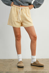 Yellow Striped Drawstring Shorts