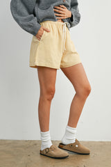 Yellow Striped Drawstring Shorts