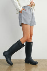 Navy Striped Drawstring Shorts