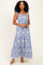 Blue Striped Embroidered Smocked Maxi Dress