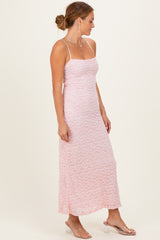 Light Pink Floral Lace Cutout Maxi Dress