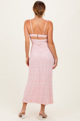 Light Pink Floral Lace Cutout Maxi Dress
