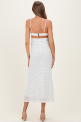 White Floral Lace Cutout Maternity Maxi Dress