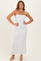 White Floral Lace Cutout Maternity Maxi Dress