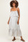 Black Striped Flounce Shoulder Tie Maternity Midi Dress