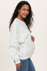 Blue Ditsy Floral Maternity Sweatshirt