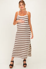 Mocha Knit Striped Sleeveless Maternity Dress