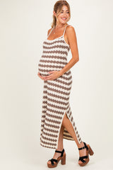 Mocha Knit Striped Sleeveless Maternity Dress
