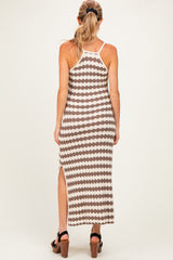 Mocha Knit Striped Sleeveless Maternity Dress