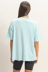 Light Blue Vintage Wash Raw Edge Pocket T-Shirt