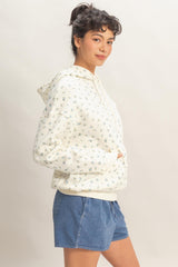 Blue Floral French Terry Hoodie