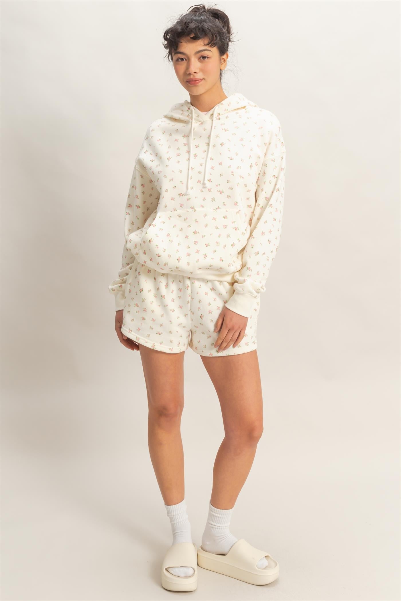 Pink Floral French Terry Hoodie