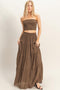 Chocolate Smocked Tube Top Tiered Skirt Set