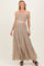 Beige Smocked Tube Top Tiered Skirt Maternity Set